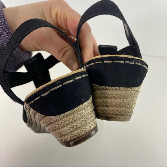 Rieker T-Strap Black Sandal Wedge with Silver Accents Women’s size 41 or 9.5 - Picture 7 of 12